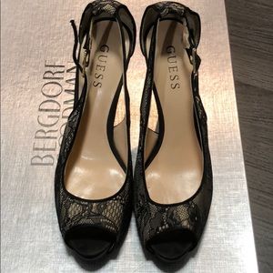 Guess peep toe lace high heel